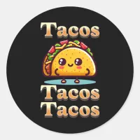 Kawaii Cartoon Tacos  Classic Round Sticker