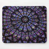 Purple Stained Glass Church Window Mouse Pad