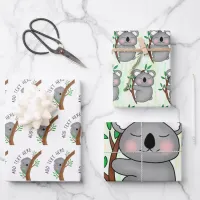 Cute Personalized Baby Koala Bear Baby Shower Wrapping Paper Sheets