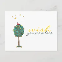 Wish You Were Here Red Bird Shooting Star Design Postcard