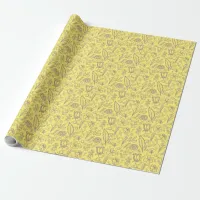 Simple Pink Floral on Yellow | Wrapping Paper