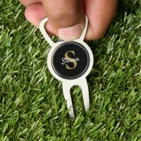 Black and Gold Monogram Name Simple Divot Tool