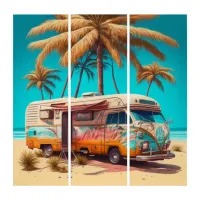 Retro RV and Palm Trees Triptych