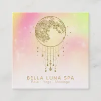 ~ Cosmos Rainbow Stars Lunar Gold Moon Square Business Card