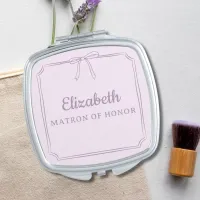 Lavender Classic Bow Personalized Bridal Party Compact Mirror