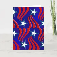 White Stars, Red Stripes and Blue Background Card