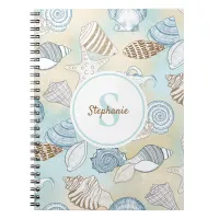 Beach Seashells Monogram Name Notebook