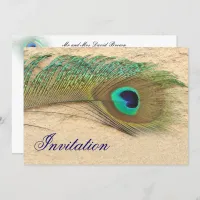 elegant peacock blue wedding invitation