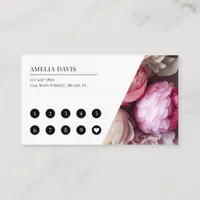 Nail Artist Elegant Floral White Pink Manicurist Loyalty Card