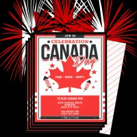 Celebration Canada Day July 1st Party Invitation Flyer