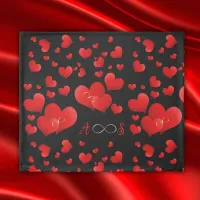 Red Hearts Infinity Initials Monogram on black | Duvet Cover