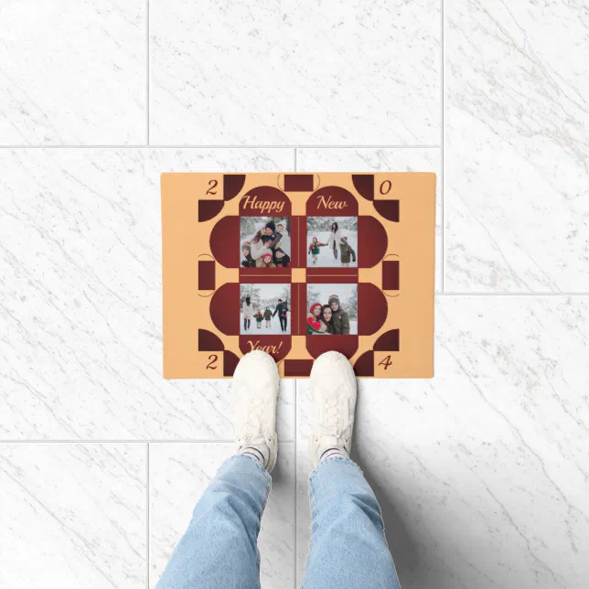 Geometric colorfu frames - 4 photos happy new year doormat