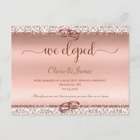 Rose Gold Elegant Typography Wedding Elopement Announcement Postcard