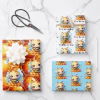 Honey bee and Honeycomb Baby Shower  Wrapping Paper Sheets