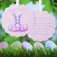 Lilac Bunny And Pink Easter Eggs Kindergarten  Ornament Card