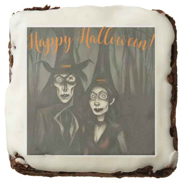 A vampire and a witch in Halloween Brownie