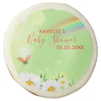 Personalized Rainbow Ladybug Floral Baby Shower Sugar Cookie