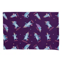 Many Moods of a Pink, Blue, and Purple Unicorn Pillow Case