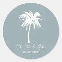 Dusty Blue  Palm Tree Wedding stickers