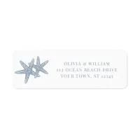 Starfish Beach Wedding Dusty Blue Return Address Label