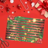 Red and Green Striped Festive Christmas  Tissue Paper