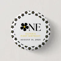 Onederful Floral 1st Birthday Party Button