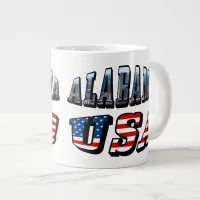 Alabama Picture and USA Flag Font Large Coffee Mug