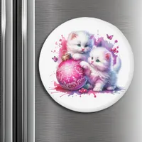 Sweet White Kittens Christmas   Magnet