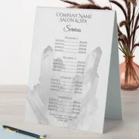 Crystals Spa Salon Services Menu Table Tent Sign