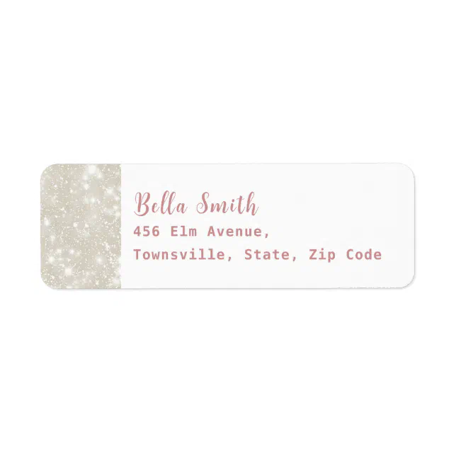 Modern Glitter Dusty Pink Grad Return Address Label