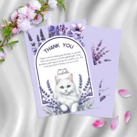 Elegant Lavender and White Cat Birthday Thank You Card