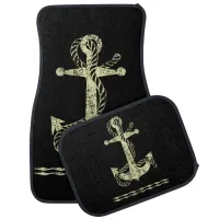 Distressed Anchor Pastel Yellow DADB Car Floor Mat