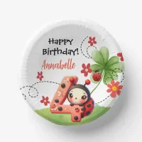 Ladybug / Watercolor 4th Birthday Paper Bowls