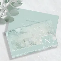 Sparkling Marble Monogram Pastel Green Std ID672 Business Card