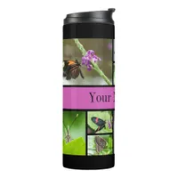 Beautiful Butterfly and Floral Family Name Thermal Tumbler