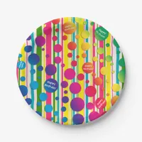 [Beatnik Bubbles] Retro Polka Dot Striped Paper Paper Plates