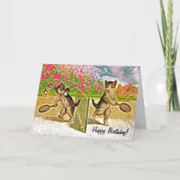 Kitties Playing Tennis Birthday Card