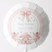 Fairy Girls Mushroom House Ribbon Twins Birthday Balloon