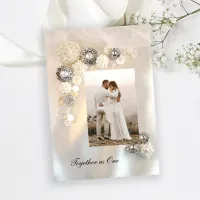 Faux White Pearl and Diamond Buttons Wedding Save The Date