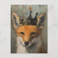 Beautiful Red Fox in a Crown Painting Postcard