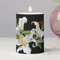 Elegant Casablanca White Oriental Lilies Pillar Candle