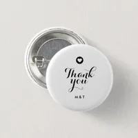 Modern Script Heart Monogram Thank You Pin Button