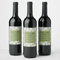 Elegant Floral Embrace Wedding Wine Label