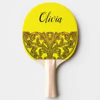 Vintage Swirl Ombre Gold Personalized Ping Pong Paddle