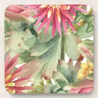 Cactus Brights Bloom Hard plastic coaster