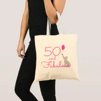 Hot Pink 50 And Fabulous Cat Lovers Birthday Tote