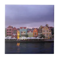 Curacao: Willemstad in purple Dusk Ceramic Tile