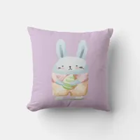 Adorable Watercolor Easter Bunny Throw Pillow