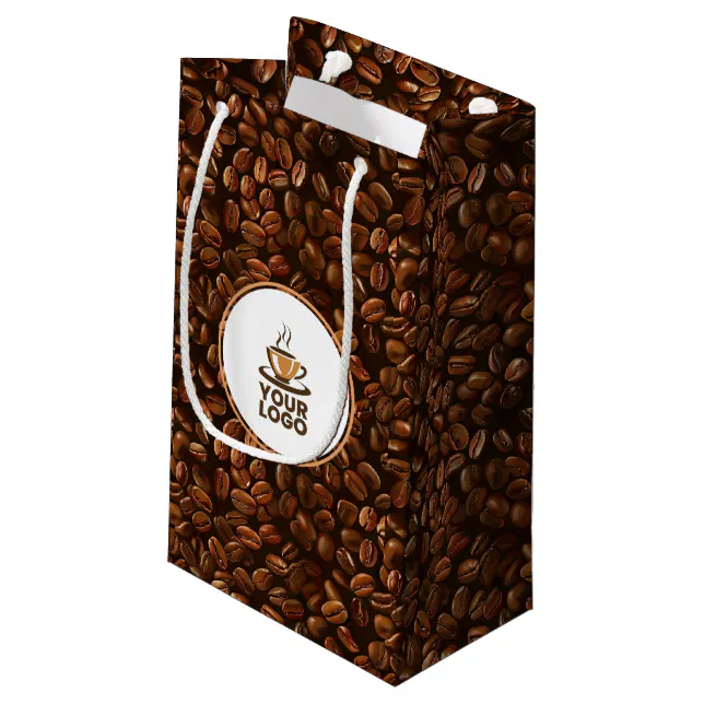 Coffee Beans Pattern Shop Brand Logo Small Gift Bag
