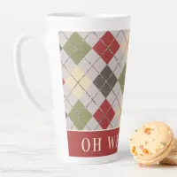 Custom Rustic Argyle Christmas Holiday Pattern Latte Mug